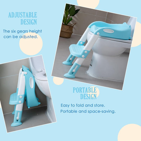 EGREE Potty Training Toilet Chair Seat with Step Stool Ladder for Kids and Toddler Boys Girls - Foldable Height