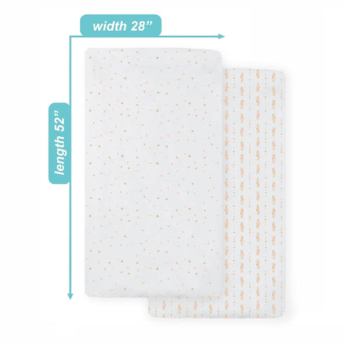 2 Pack 28" 52", 100% American Baby Company Fitted Crib Sheets x Soft Breathable Neutral Cotton Jersey Sheet, Sparkle