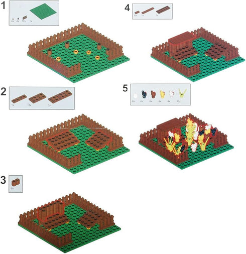 Farm Field Set Building Blocks Plant Animal Crops Building Bricks Kit DIY Building Set Compatible All Major Brands (Chicken coop)