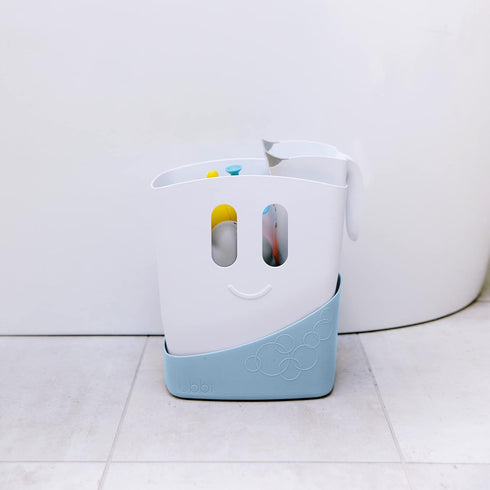 Ubbi Freestanding Bath Toy Organizer with Removable Drying Rack Bin for Toddlers, Cloudy Blue
