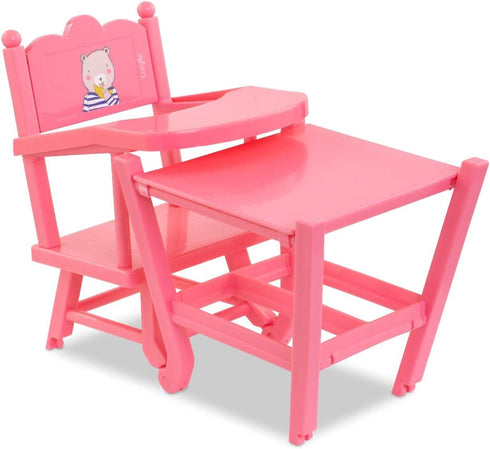 2-in-1 14" 17" Corolle Baby Doll High Chair - Design fits and Baby Dolls, Pink
