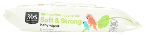 365 64 Count by Whole Foods Market, Soft & Strong Disposable Baby Wipes, Enriched with Coconut Oil