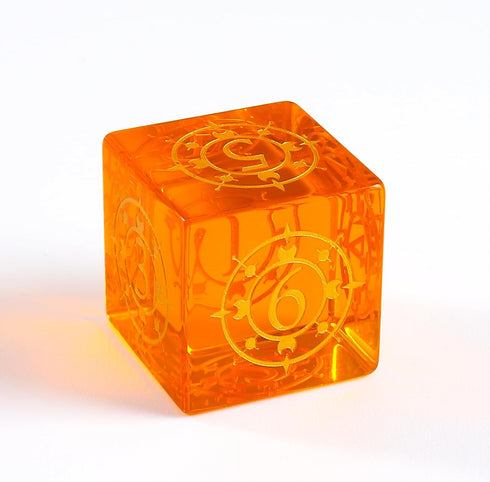 Crystal Orange Glass Dice Set, 7 Pcs with Box for Dungeon and Dragon Games, Orange