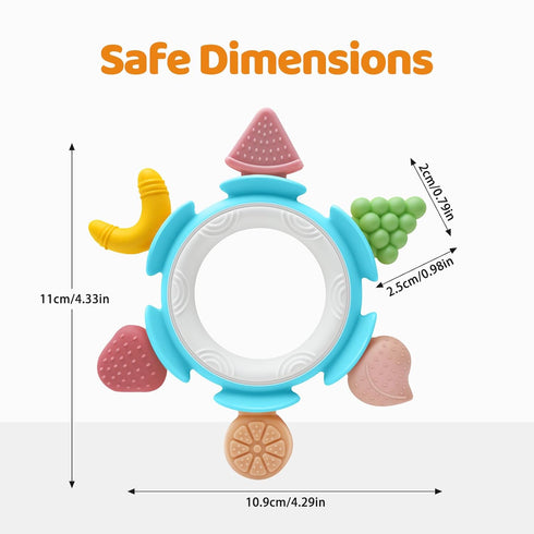 3-6-12 Baby Teething Ring Toy for Months, Silicone Infant Teether for Sore Gum Relief, Soothing Sensory Chew Toy, Ideal