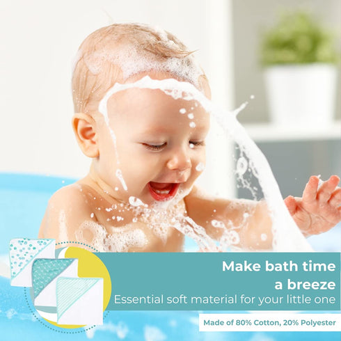 Set 23-Piece Set, Spasilk Bath Hooded Towels & Washcloths for Babies, Gift Green Dots