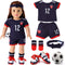 18-inch Girl Doll Clothes Accessories - Team USA 6 Piece Soccer Uniform with Headband, Shirt, Shorts, Socks