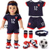 18-inch Girl Doll Clothes Accessories - Team USA 6 Piece Soccer Uniform with Headband, Shirt, Shorts, Socks