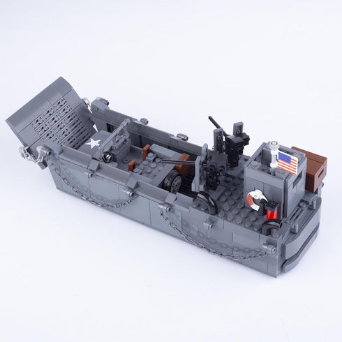 Military Landing Craft Vehicle Personnel - Higgins Boat Car Model, WW2 Building Block Toys for Kids and Adults