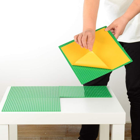 Peel-and-Stick Baseplates, Self Adhesive Building Brick Plates - 4 Pack (10" x 10") in Green