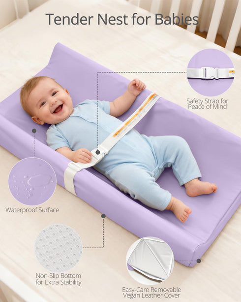 31.5" 16" Baby Changing Pad - Vegan Leather Changing Pad, Wipeable Changing Pads, x Diaper Waterproof PU Changing Mat