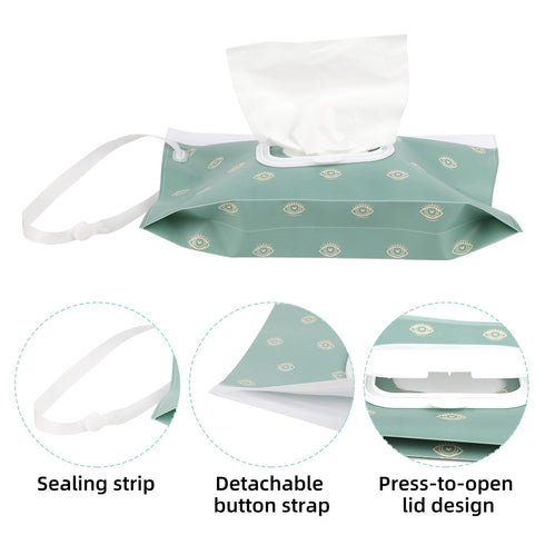 Cecliy 4 Pack Baby Wipe Dispenser, Reusable Portable Wipe Holder, Refillable Wet Wipes Container, Waterproof