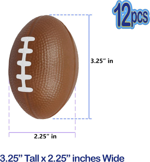 Mini Foam Footballs - 12 Pcs Pack, 3.25” Inch Party Favor Balls for Kids