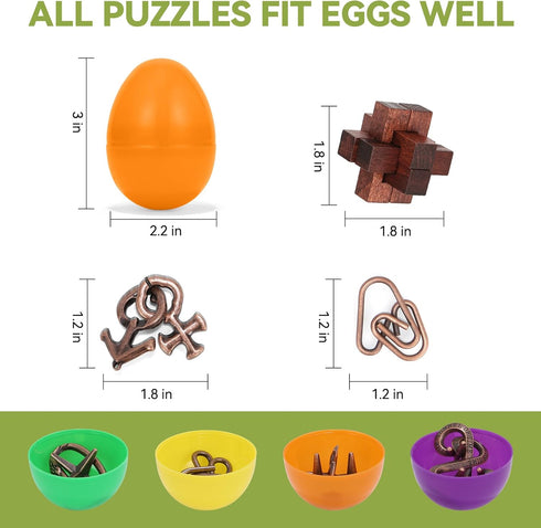 Mytothfy 24 Pack Easter Eggs Filled with Brain Teaser Puzzles, Easter Basket Stuffers for Kids Teens Adults, Easters