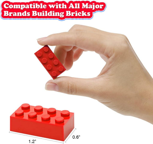 Classic Building Bricks, 100 Piece 2x4 Blocks, STEM Creative Toys Compatible with All Major Brands (Red)