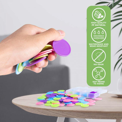 SenseYo 100 1.45 Inch Counting Pcs Poker Chips with Storage Box for Kids Math Card Game Conters
