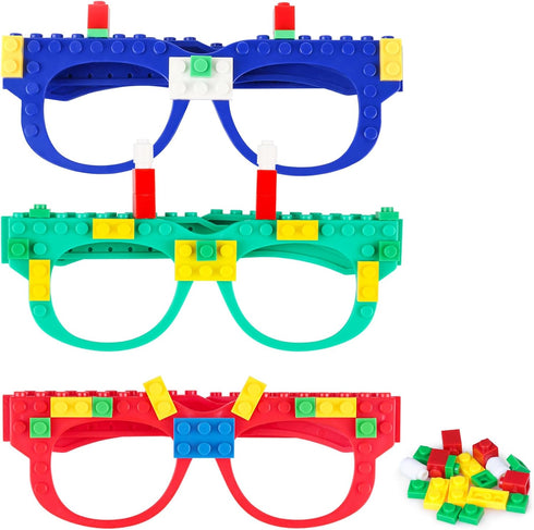 15 PCS Building Blocks Party Favors - DIY Creative Glasses for Kids Birthday Carnival Party Games Decorations