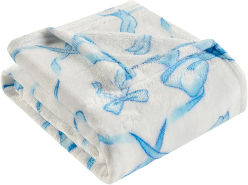 Yagle Mate Blue Bow Baby Blankets for Boys-Soft Cute Fleece Baby Blanket-Fluffy Infant Newborn
