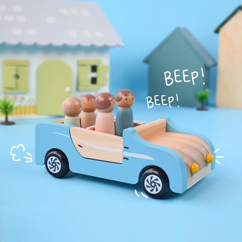 Playset,Kids 3 PairPear Wooden Family Car for Dolls,Wooden Toys Dollhouese Furniture Accessories Pretend Preschool Play