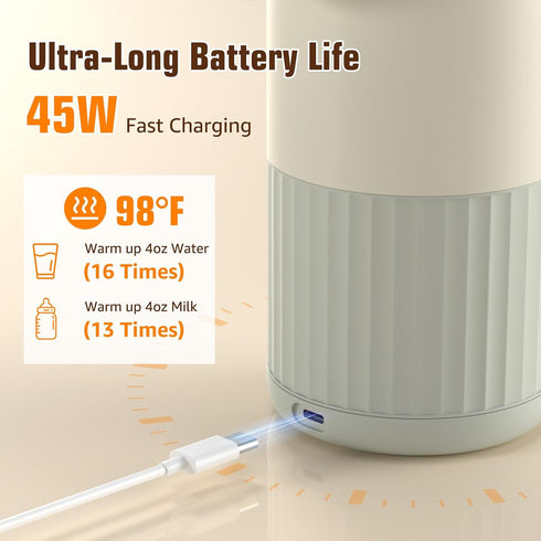 UKEXE 13oz Capacity,100W Portable Bottle Warmer for Breast Milk,Formula or Water Large Power Fast Warming & Precise