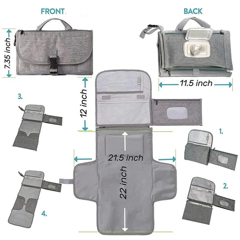 Generic Portable Changing pad with Wipes Pocket, Foldable Travel Changing Mat for Baby Boys & Girls, Waterproof