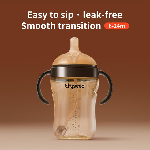 6+ 10oz/300mL Thyseed PPSU Weighted Straw Cup with Handles Toddlers Transition Bottles to Sippy Cups No Spill Learner