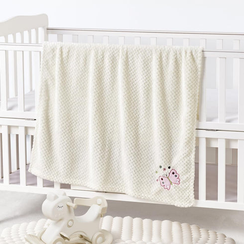 CREVENT Soft Cozy Baby Blankets + Security Blanket Set with Gift Bag, Newborn Essentials (Ivory)