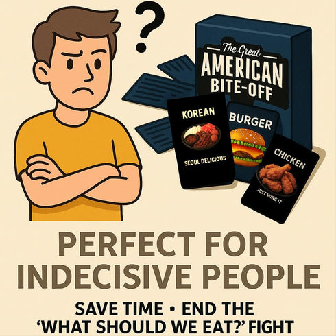 NY HORIZON 20 The Great American Bite-Off Food Decision Cards for Dinner | Food Options Card Deck | Food Dice