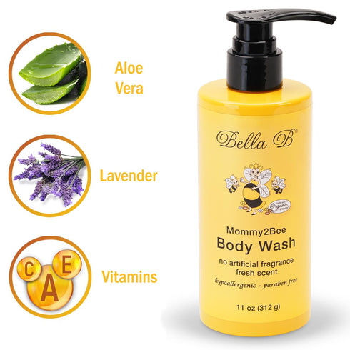 Mommy2Bee 11oz Bella B Body Wash - Pregnancy Safe Body Wash Rich, Luxurious Lather Body Wash Made with Organic