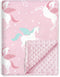 BORITAR Unicorn Baby Blanket, Soft Minky with Double Layer Dotted Backing, 30 x 40 Inch Pink