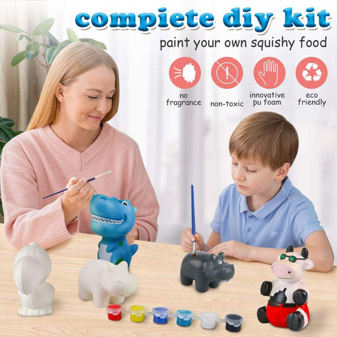 6 LovesTown Squishies Painting Kit, PCS Squeeze Toys DIY Animal Paint Your Own Squishies for Birthday Gifts