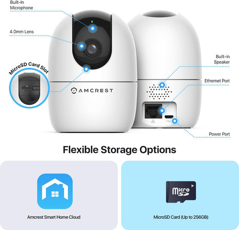 Amcrest 1080P ASH21-W WiFi Camera Indoor, Nanny Cam, Dog Camera, Sound & Baby Monitor, Human & Pet Detection