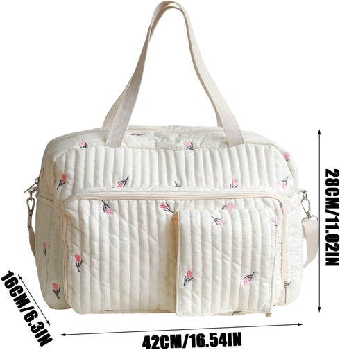 Generic Diaper Tote | Flower Pattern Shoulder Weekender Organizer,Travel Diaper Bags | for Travel Work Gym School