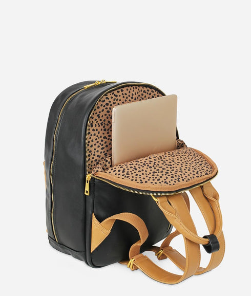 Pack Backpack FAWN DESIGN Diaper (Classic with Contemporary Diaper Bag Features) (Black/Tan)