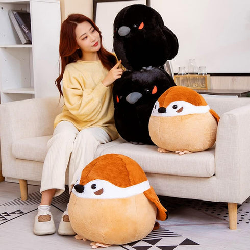XIYUAN 17.8inch Sparrow Plush Toy Large Fat Bird Plushie Doll Cute Ball Soft Throw Pillow Funny Animal Form Plush