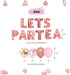 JOPARY Tea Party Decorations with LET'S PAR TEA Aluminum Foil Balloons, Floral Hanging Decorations for Party Decor