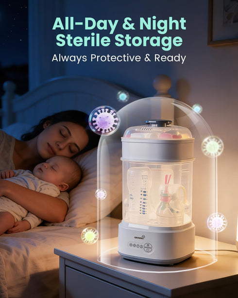 GROWNSY Bottle Sterilizer and Dryer, Compact Electric Steam Baby Bottle Sterilizer (Esterilizador de Biberones), Bottle