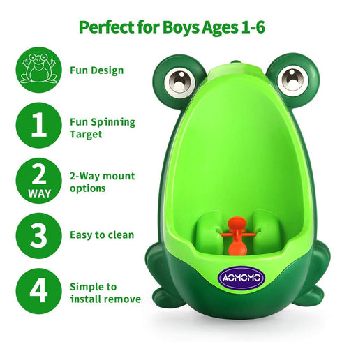 Urinal for Toddlers Boys with Frog Aiming Target - Funny Potty Training (Blue)