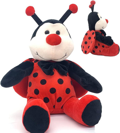 Big Size Ladybug Stuffed Animal Plush - Cuddly Lady Bug Toy with Red Wings and Black Bow