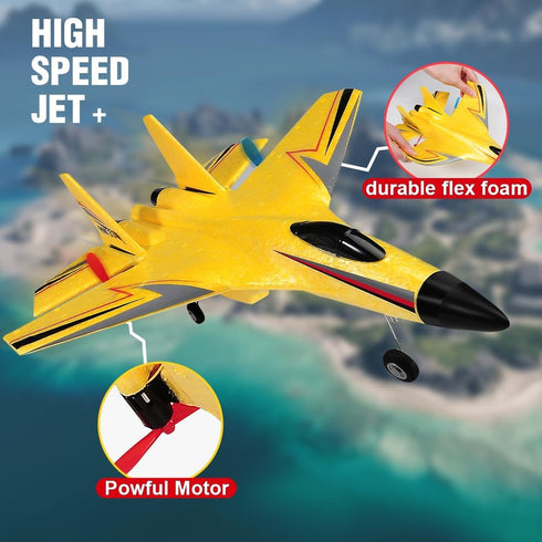 SU-27 Airplane,2.4GHz 2 2 RC Channel Remote Control Plane with Gyro Night Lights and Batteries, Easy to Fly for Adults
