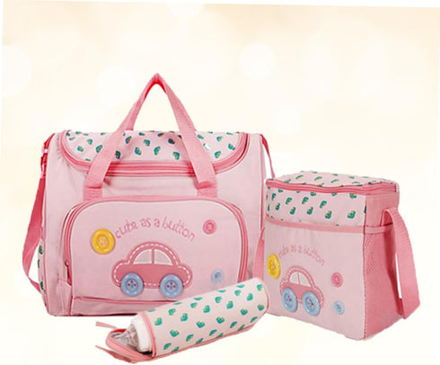 Hohopeti Set Mummy Multi-function Large Capacity Diaper Bag Stylish Tote Changing Pad Bottle Holder and Bag for Travel