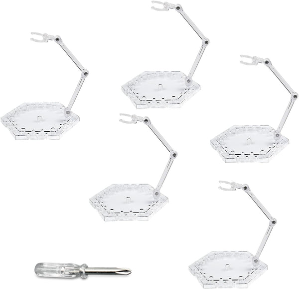 POMER Action Figure Stand, 5 Pcs Transparent Assembly Holder Base Display Model Support for HG/RG Gundam