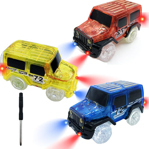 Tracks Cars Replacement with LED Light Glow Car Toys, Glow in The Dark Race Car Track Compatible with Toys for Kids Age