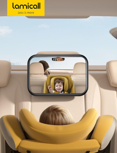 3S 360 Lamicall Baby Car Mirror for Backseat - Never Shake Clip Hook, Safest Acrylic Rear Facing Car Seat Mirror