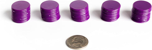 Plastic Counters: Purple Color Gaming Tokens - 50 Pieces for Bingo Chips, Tiddly Winks, and Board Games