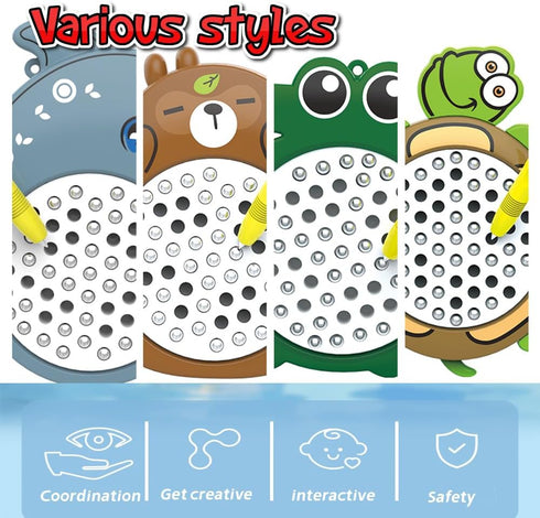 Unremittingly 3In1 Strawberry Dolphin Turtle Magnetic Drawing Board for Kids & Toddlers with Beads and Magnet Stylus