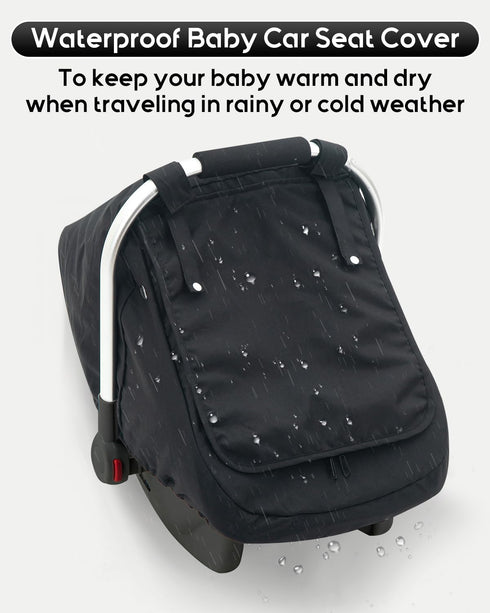 2 3D Waterproof Baby Car Seat Cover, Warm Carseat Cover for Cold Weather, Infant Car Seat Canopy with Breathable Vents