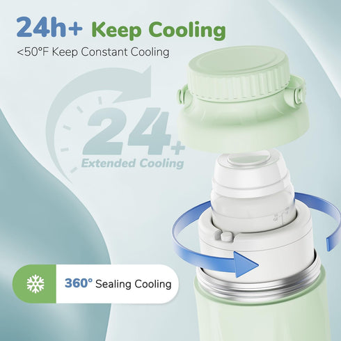 22oz 24+ 2pcs Portable Breast Milk Cooler Bottle-Milk Cooler for Outdoor Travel, Keeps Fresh Cooling
