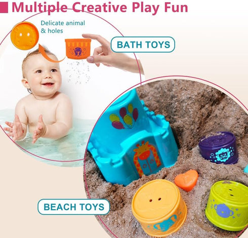 LTKFFFdp Baby Stacking Toys, Nesting Cup Shape Sorter for Toddler 1-3, Learning Stackable Block, Birthday Gift for Girl