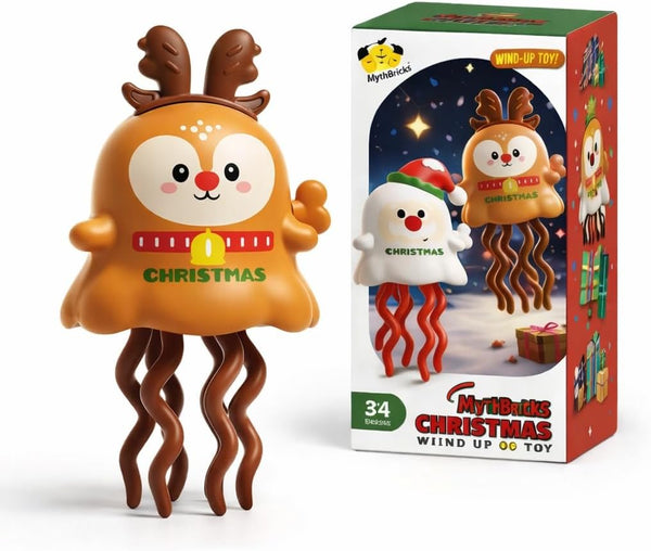 MythBricks hristmas Wind Up Toy Reindeer, Dancing Wiggly Wind-Up Christmas Toy, 2 Play