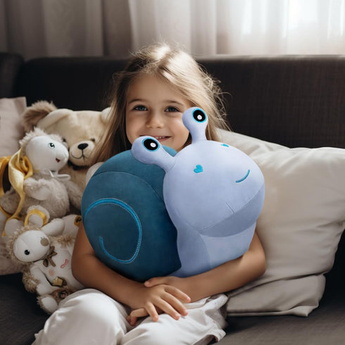 MUPI Cute Cartoon Snail Doll Plush Toy, Big Snail Pillow Doll Kawaii Decor (Blue 17.7 Inch)